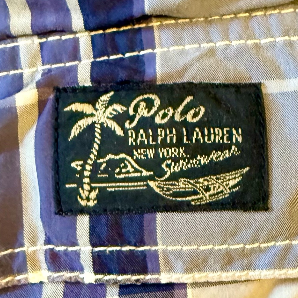 NWT Ralph Lauren Men's Blue Plaid Drawstring Swim Trunks, Sz XXL - Picture 3 of 5